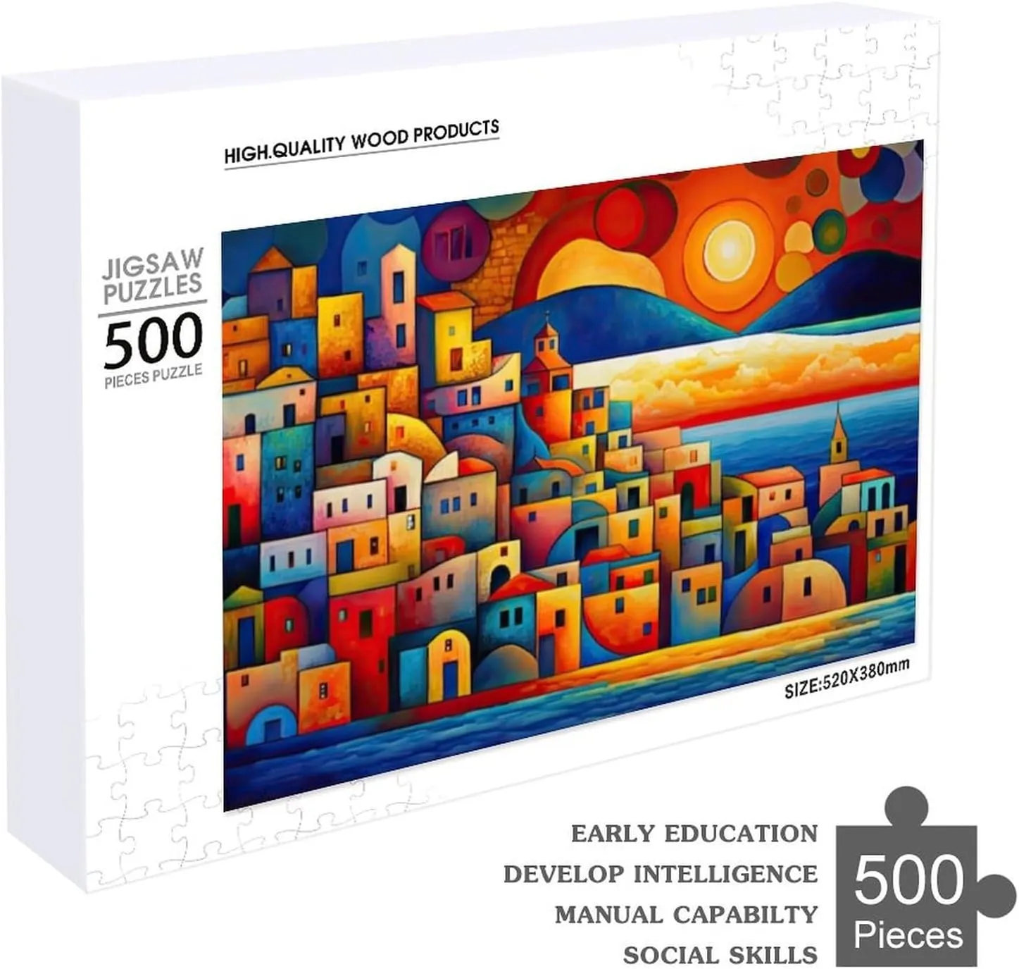 Fishing Village Impossible Hard Difficult Puzzle 500 Piece Challenging Puzzles Simple Fashion Jigsaw Puzzles for Adults Kids for Game Home Decor