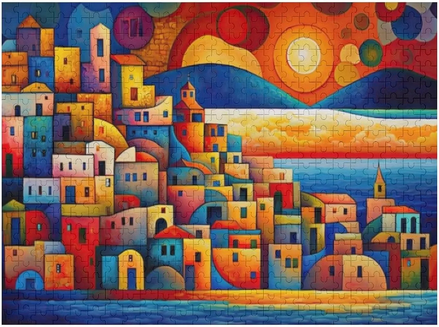 Fishing Village Impossible Hard Difficult Puzzle 500 Piece Challenging Puzzles Simple Fashion Jigsaw Puzzles for Adults Kids for Game Home Decor