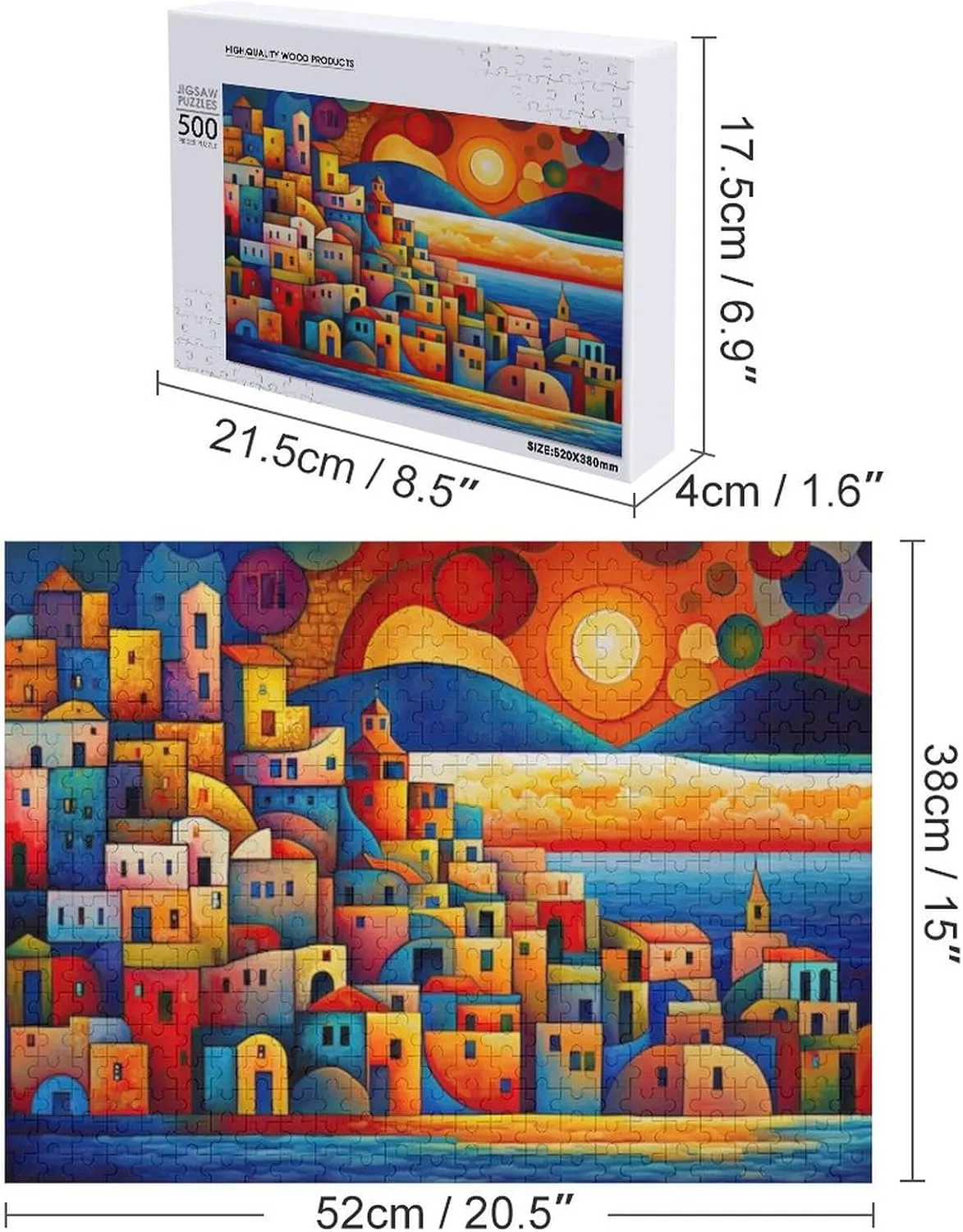 Fishing Village Impossible Hard Difficult Puzzle 500 Piece Challenging Puzzles Simple Fashion Jigsaw Puzzles for Adults Kids for Game Home Decor