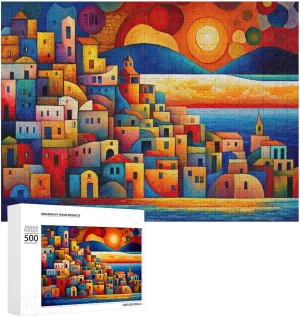 Fishing Village Impossible Hard Difficult Puzzle 500 Piece Challenging Puzzles Simple Fashion Jigsaw Puzzles for Adults Kids for Game Home Decor