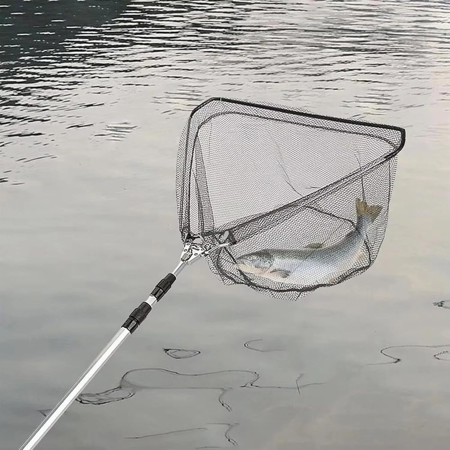 Fishing Net - Portable Fishing Net, FoldableCollapsible Telescopic Fish Landing Net | Wear Resistant Fishing Net with Handle, Durable Nylon Material Mesh Landing Net for Easy Fish Catching