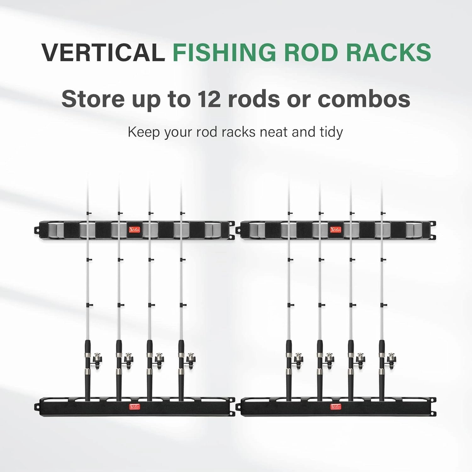 Fishing Rod Holders Wall-Mounted – Simple Deluxe Fishing Rod Rack, Fishing Pole Holder & Rack, Fishing Pole Holders Grey