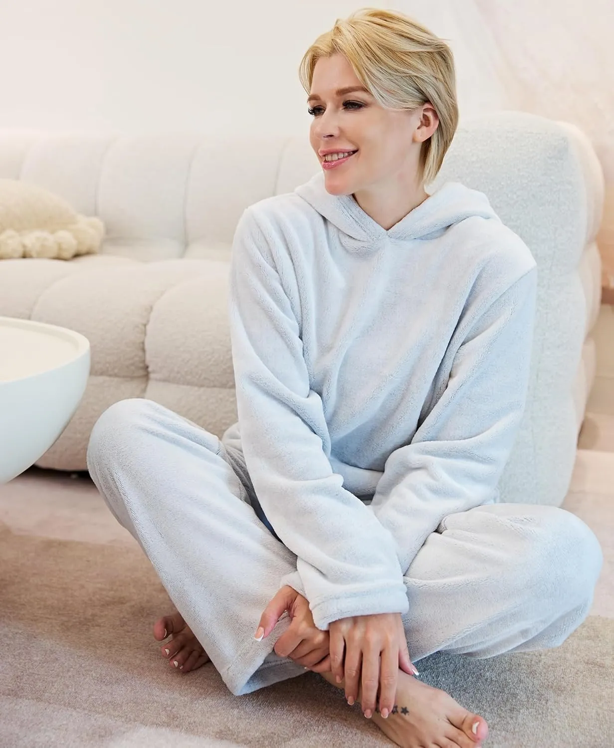 Flannel Pajamas For Women Set Sherpa -Fluffy Hooded Womens Pajama Sets