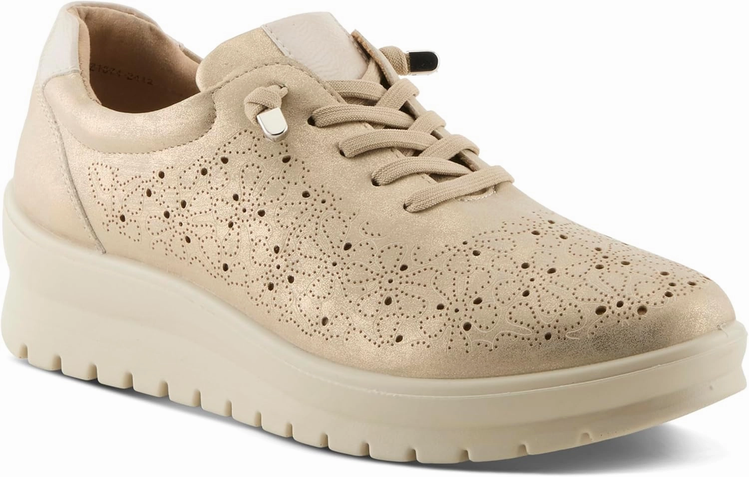 Flexus Women's RAYFIELD Lace-Up Athletic Shoes – Floral Etched Design, Arch Support, Shock-Absorbent Outsole