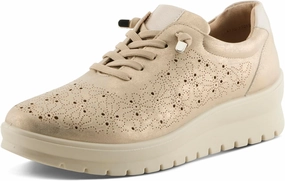 Flexus Women's RAYFIELD Lace-Up Athletic Shoes – Floral Etched Design, Arch Support, Shock-Absorbent Outsole
