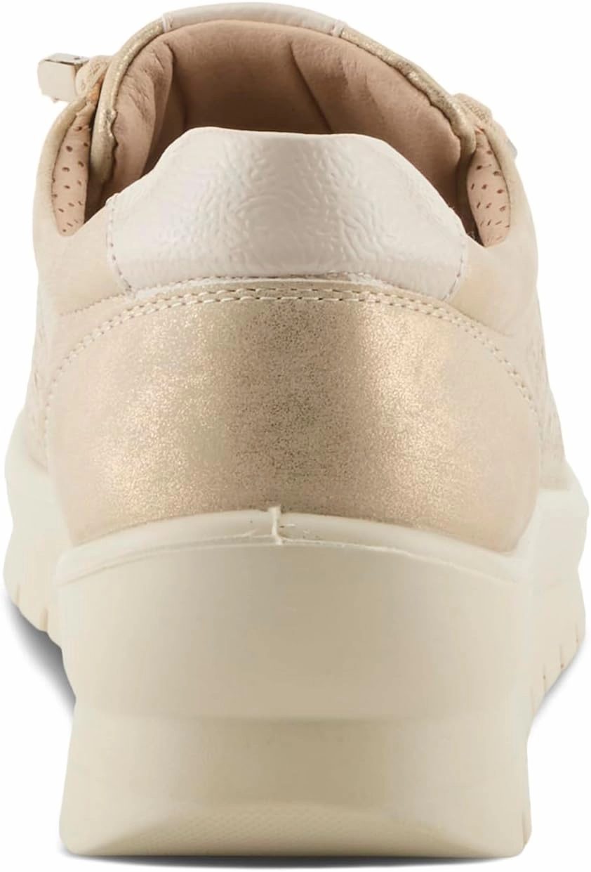 Flexus Women's RAYFIELD Lace-Up Athletic Shoes – Floral Etched Design, Arch Support, Shock-Absorbent Outsole