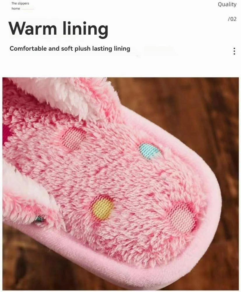 Fluffy Women Slippers Multi-Color Polka Dot Bow Warm Cozy Winter House Shoes Anti-Slip and Plush