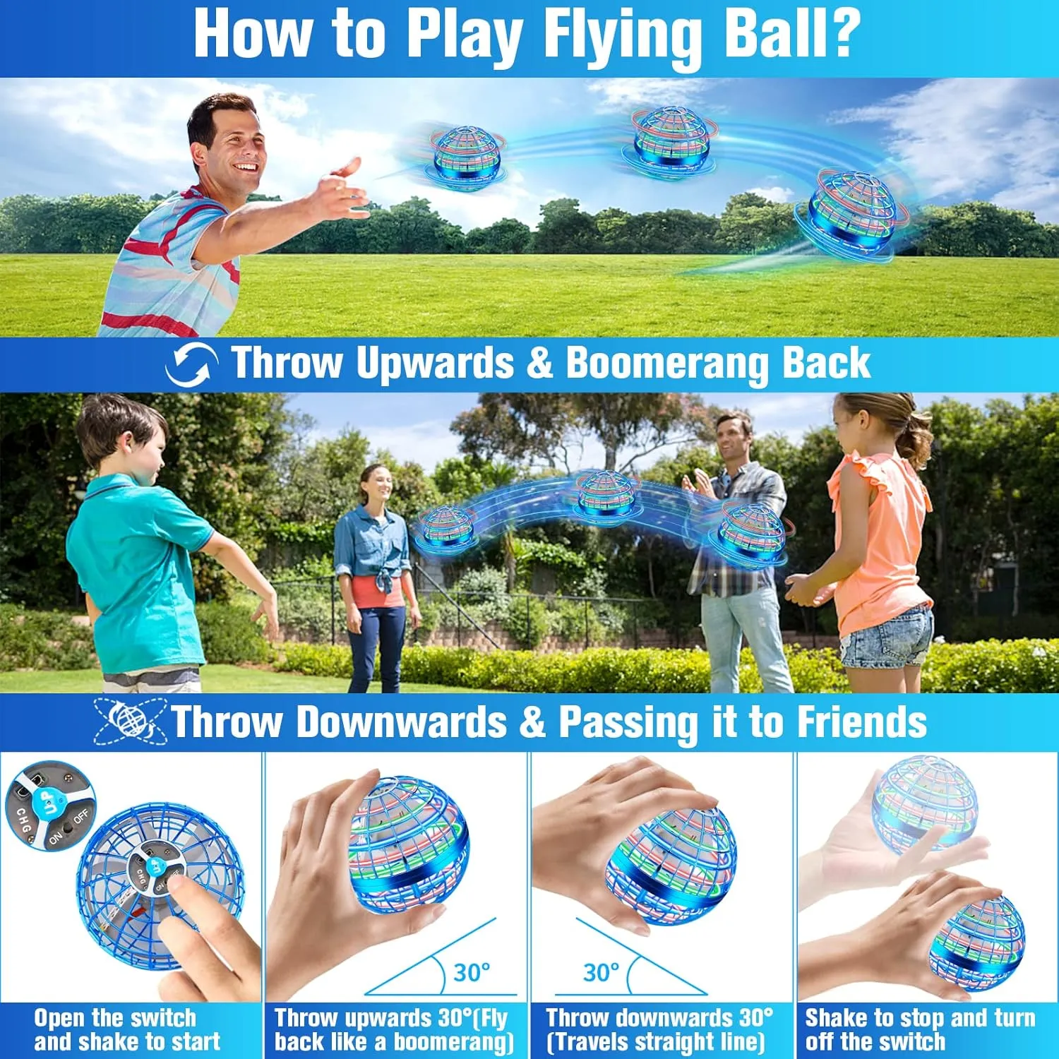 Flying Orb Ball, 2023 Cosmic Globe Galactic Fidget Spinner Ball, 360° Rotation Hand Boomerang Hover Ball, Fidget Flying Spinner Toys for Age 6 7 8 9 10  Years Old Boys Girls Teens