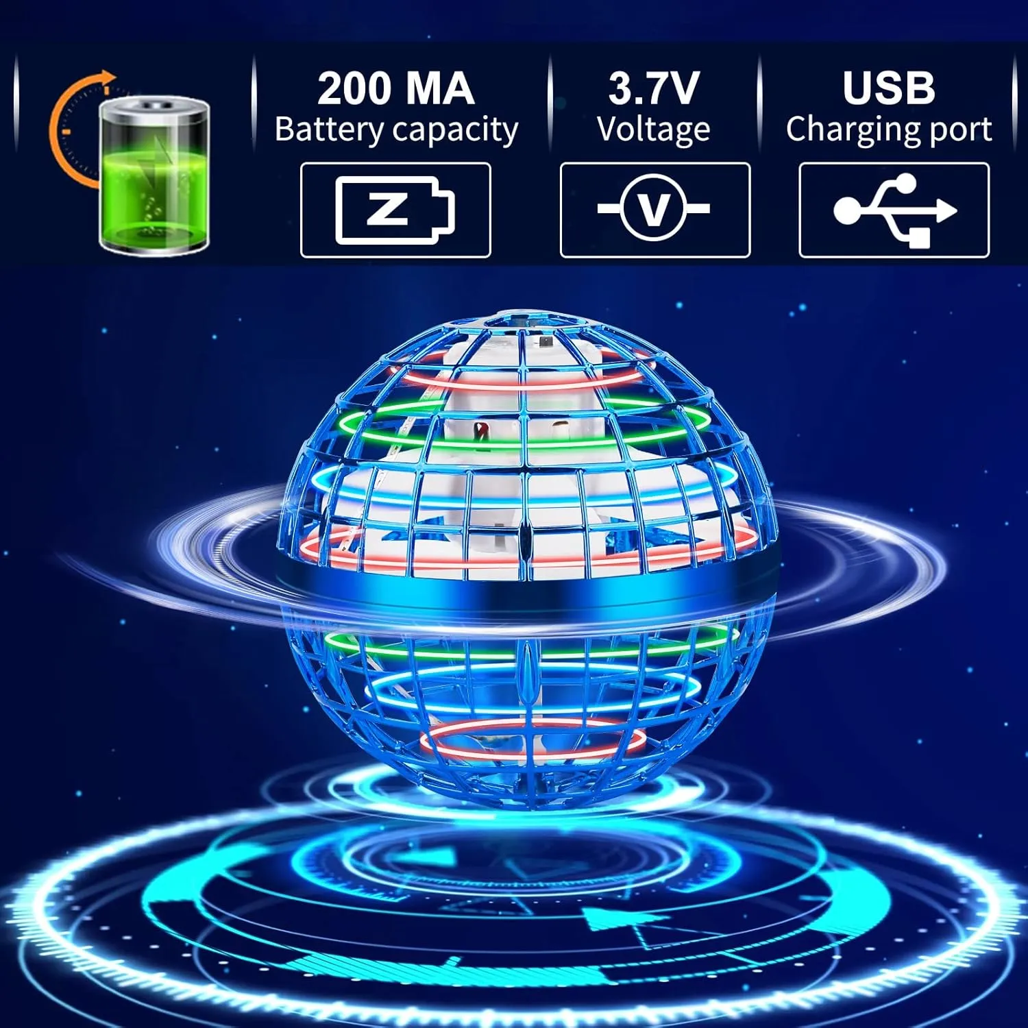 Flying Orb Ball, 2023 Cosmic Globe Galactic Fidget Spinner Ball, 360° Rotation Hand Boomerang Hover Ball, Fidget Flying Spinner Toys for Age 6 7 8 9 10  Years Old Boys Girls Teens