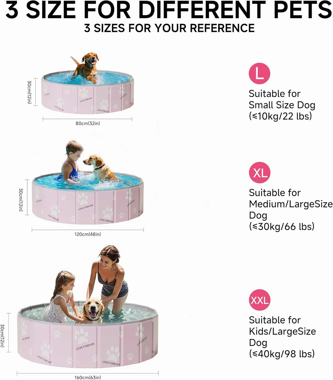 Foldable Dog Pool,Hard Plastic Kiddie Pool for Kids,Foldable Pools for Pet Bathing,Portable PVC Dog Bathtub Outdoor Kids Swimming Pool for Pets Indoor(Pink Foot,32x12in)