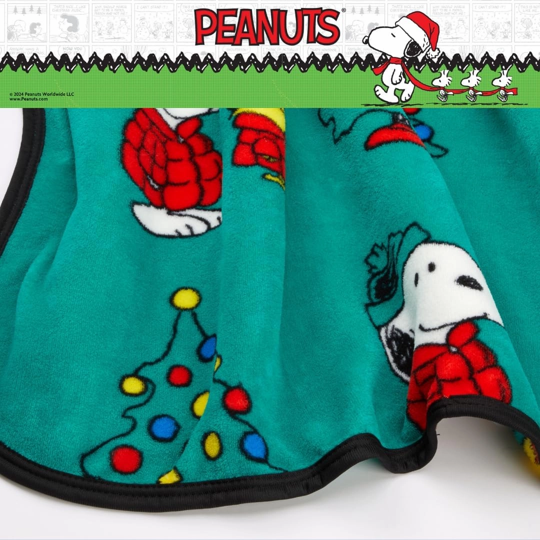 Franco Collectibles® Peanuts® Snoopy & Woodstock Puffer Coat Holiday Christmas Super Soft Cozy Plush Throw, 40 in x 50 in, (Officially Licensed Product)