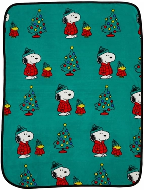 Franco Collectibles® Peanuts® Snoopy & Woodstock Puffer Coat Holiday Christmas Super Soft Cozy Plush Throw, 40 in x 50 in, (Officially Licensed Product)