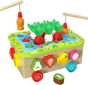 Fruit Cognition Shape Matching, Fish Pond Fruit & Vegetable Car, Multi-Functional Learning Games for 3 4 5 6 7 8 Year Olds,Magnetic Fishing Game for Toddlers 3-8,Children's Day Gift