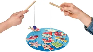 Fun Fishing Game, for Children Aged 24 Months, Classic Game Made of Wood, Coordination and Skill Game, for Two People.
