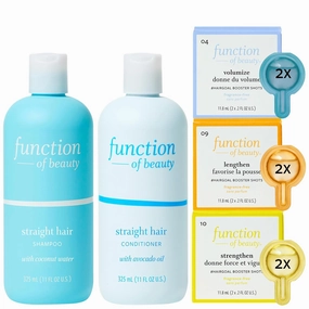 Function of Beauty Straight Hair Shampoo   Conditioner (11 oz Each)   Volumize, Strengthen & Lengthen #HairGoal Boosters Set - Sulfate-Free, Formulated to Hydrate and Seal in Moisture