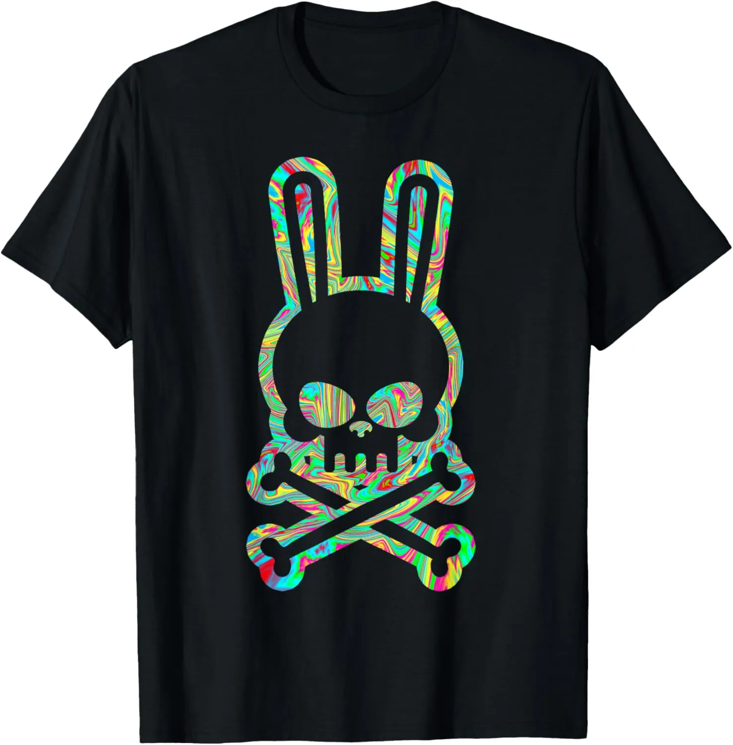 Funny Easter Bunny Retro Tie Dye bunny skull Cross Bone T-Shirt