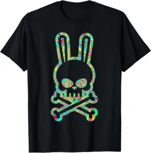 Funny Easter Bunny Retro Tie Dye bunny skull Cross Bone T-Shirt