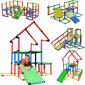 Funphix Kid's Playground Slide Set - Montessori Jungle Gym - STEM Buildable Climbing Toys for Toddlers 2-12 - Indoor & Outdoor Playhouse, 467 Pieces. Jumbo Set