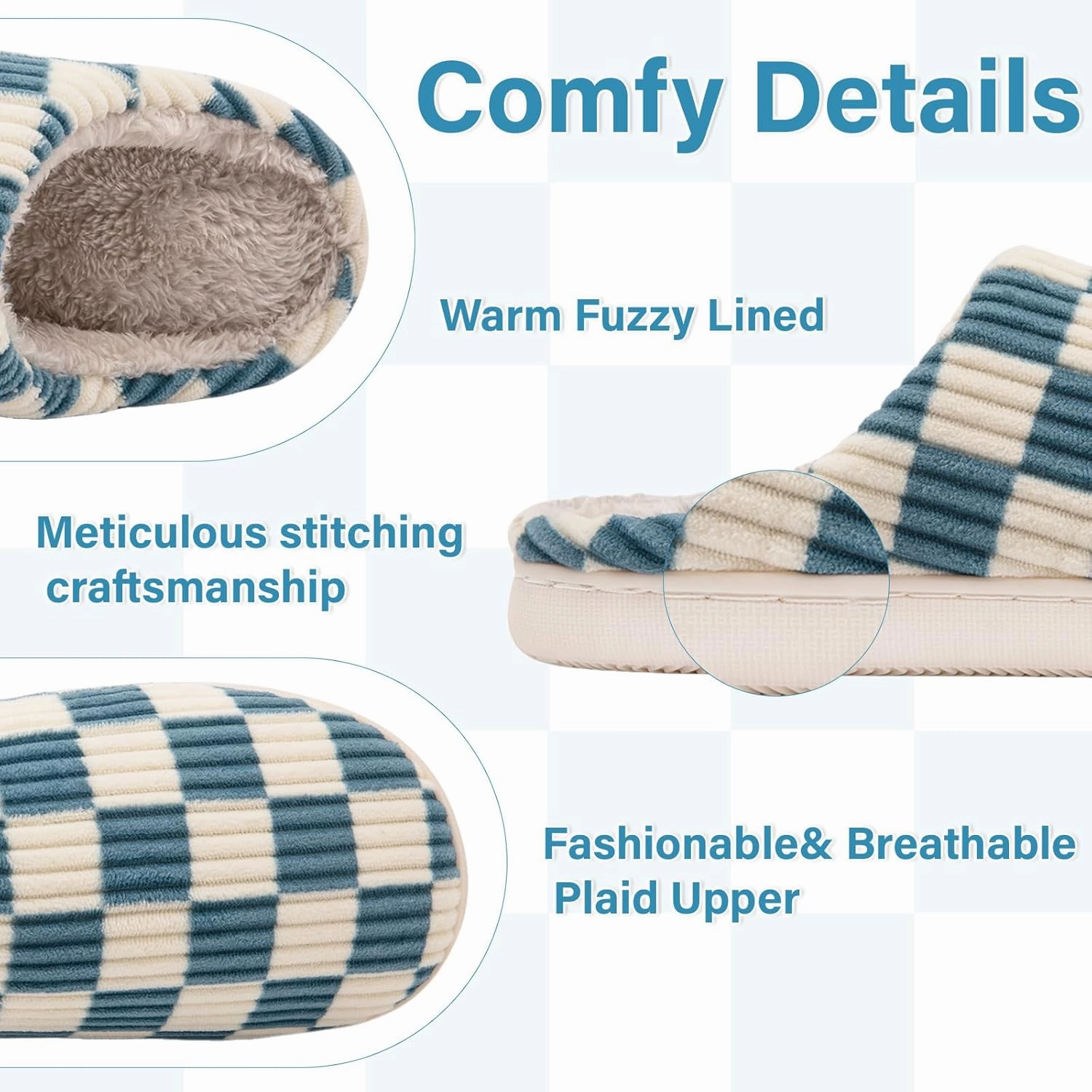 Fuzzy House Slippers for Woman,Memory Foam Womens Slippers,Casual Unisex House Shoes Outdoor Indoor Warm Plush Mens Bedroom Slippers with Faux Fur Lining