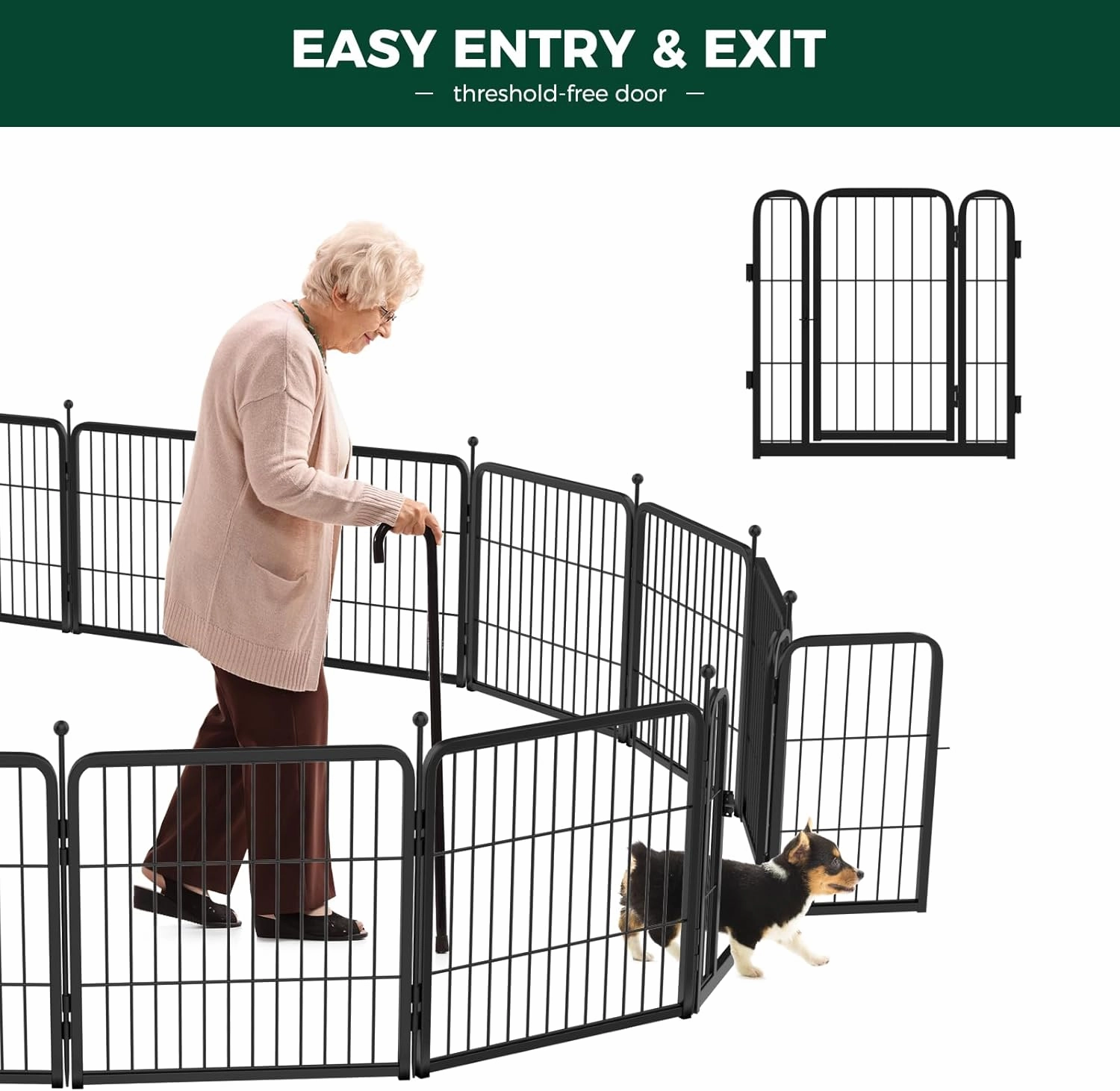 FXW Rollick Dog Playpen for Yard, RV Camping, 24 inch 8 Panels for Puppy and Small Dogs│Patented