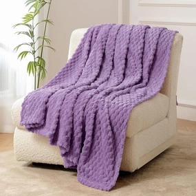 FY FIBER HOUSE Fleece Blanket Twin Size for Couch 300GSM Super Soft Plush Fuzzy Blankets and Throws for Sofa Bed Office, 60x80 Inches, Lavender