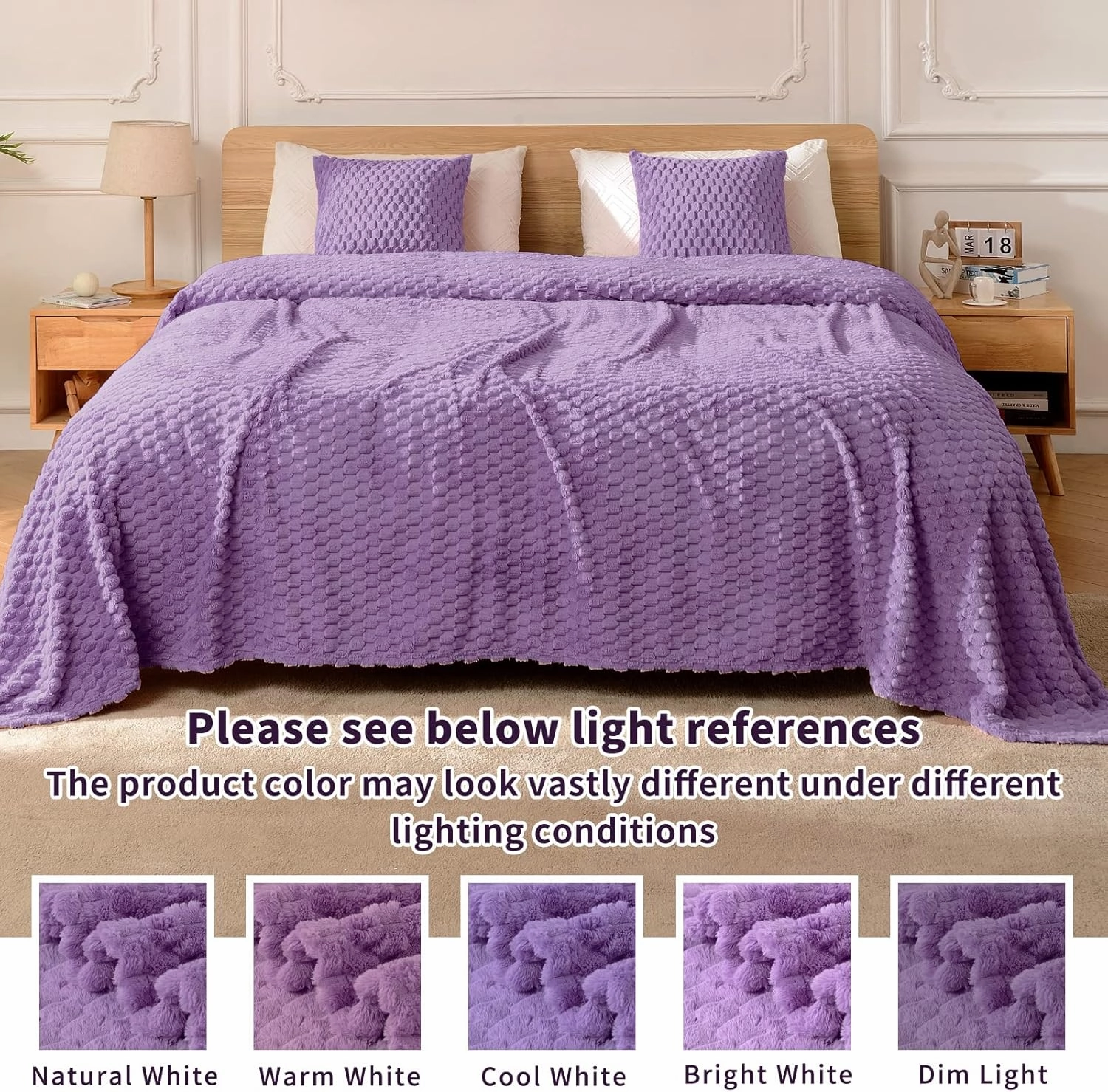 FY FIBER HOUSE Fleece Blanket Twin Size for Couch 300GSM Super Soft Plush Fuzzy Blankets and Throws for Sofa Bed Office, 60x80 Inches, Lavender