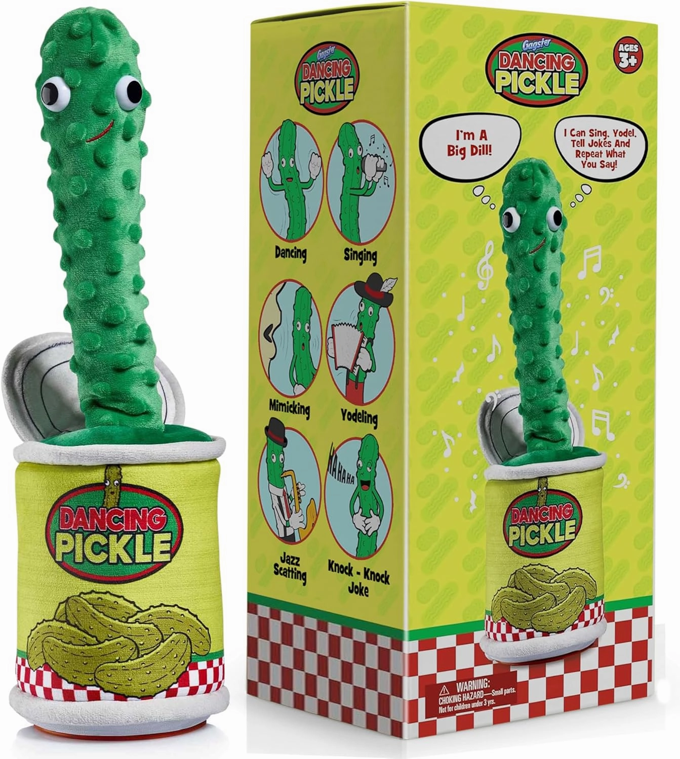 Gagster Dancing Pickle – Sings, Repeats What You Say & Tells Jokes – Hilarious Electronic Yodeling Pickle – Dance, Weird Random Stuff for Anyone Who Loves Funny Gag Gifts