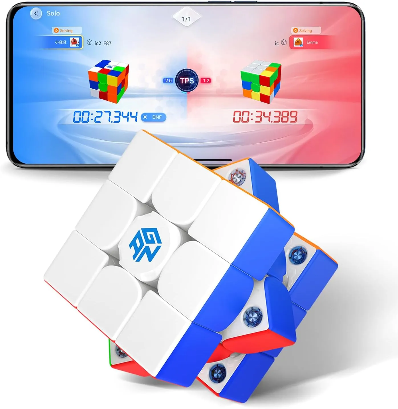 GAN 356 i Carry 2, Smart Speed Cube 3x3 Connected Speedcube Magnetic Intelligent Timer Tracking Movements Steps with App Online Competition, Battery Replaceable Frosted Version