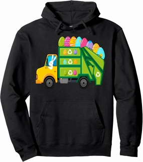 Garbage Truck Easter Day Funny Bunny Basket Eggs Pullover Hoodie