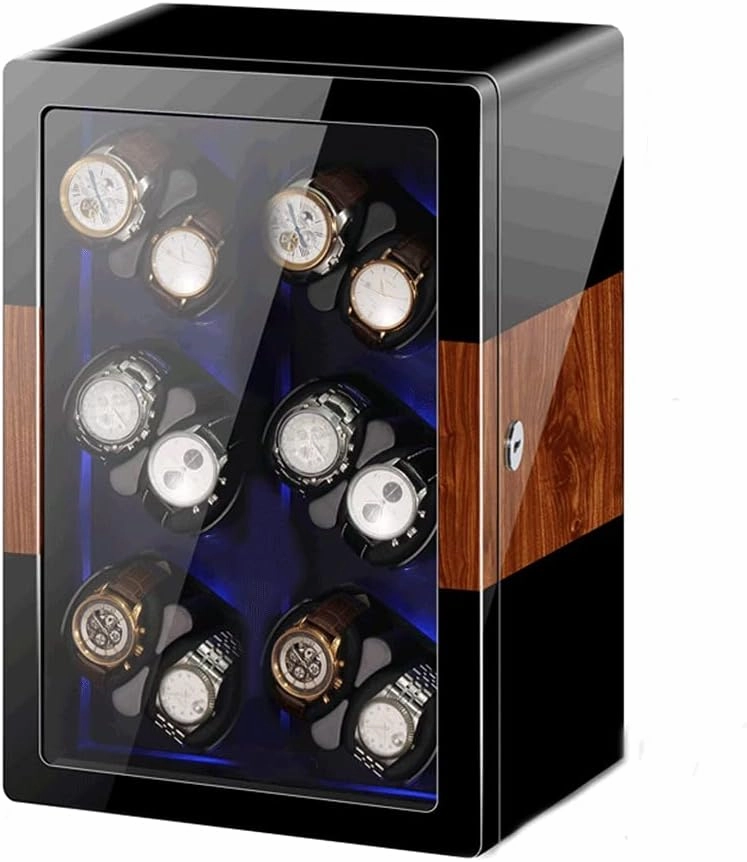 GaRcan Drawer Watch Winder Box Luxury Wooden Storage Bag with Silent Motor 12 0 LED Atmosphere Light Piano Paint   High-Density Pine