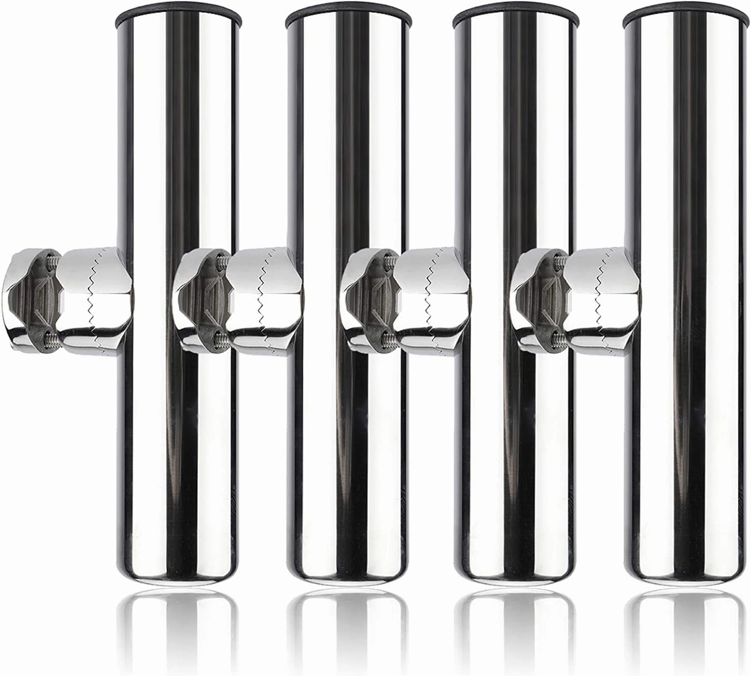 Geeyae 4 PCS Stainless Boat Fishing Rod Holders for Rails 1-1/4" to 2", Mount Stainless Steel Adjustable Fishing Rod Holder