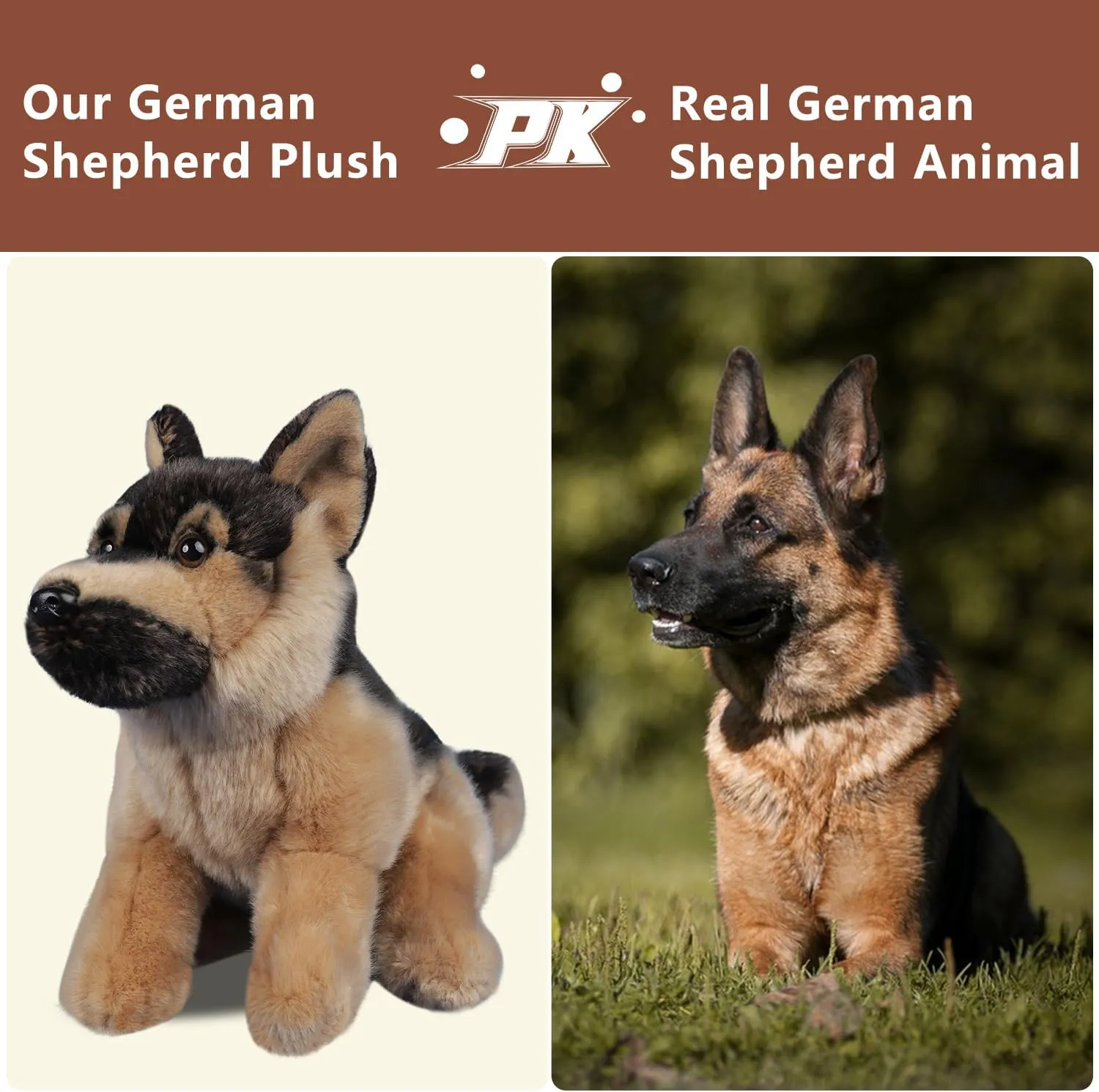 German Shepherd Stuffed Animal,Realistic Soft Cuddly Dog Toy for Kids,Huggable and Non-Shedding Puppy Plush,Birthday Gift for Mom/Boys/Girls/Women,10.5 inch