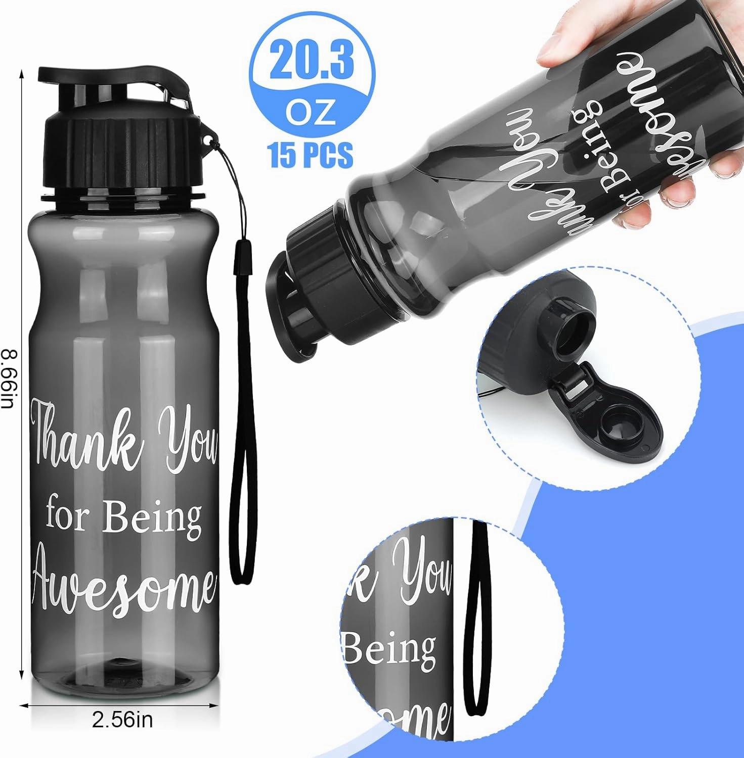 Gerrii 15 Pcs Teacher Appreciation Gifts in Bulk Nurse Week Gifts Thank You for Being Awesome 20. 3 oz Water Bottles for Coworker Social Worker Employee of Month