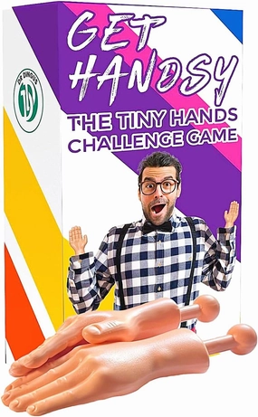 Get Handsy Challenge Game - 120 Hilarous Tiny Hand Challenges - Small Little Hand Puppet Family Fun Competitive Action Game - Be The First to Complete
