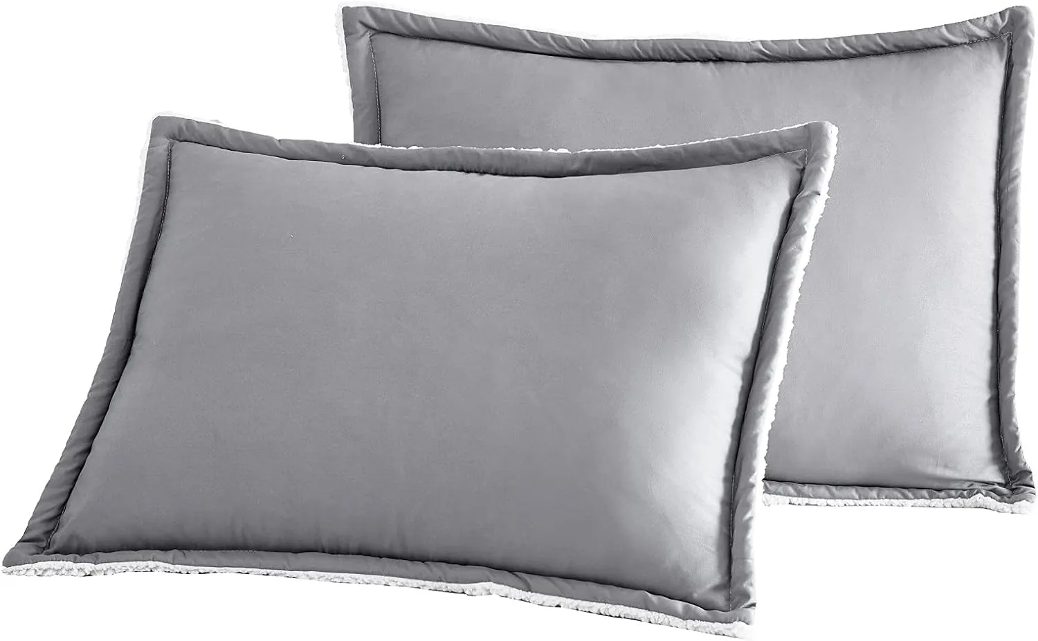 G.H. Bass 3-Piece Sherpa Puffer Soft Cozy Reversible Microfiber Comforter Bedding Set, Full/Queen, Grey