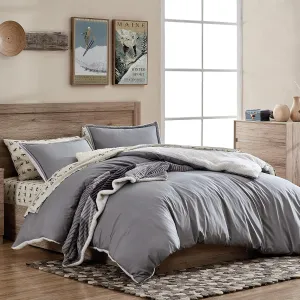 G.H. Bass 3-Piece Sherpa Puffer Soft Cozy Reversible Microfiber Comforter Bedding Set, Full/Queen, Grey