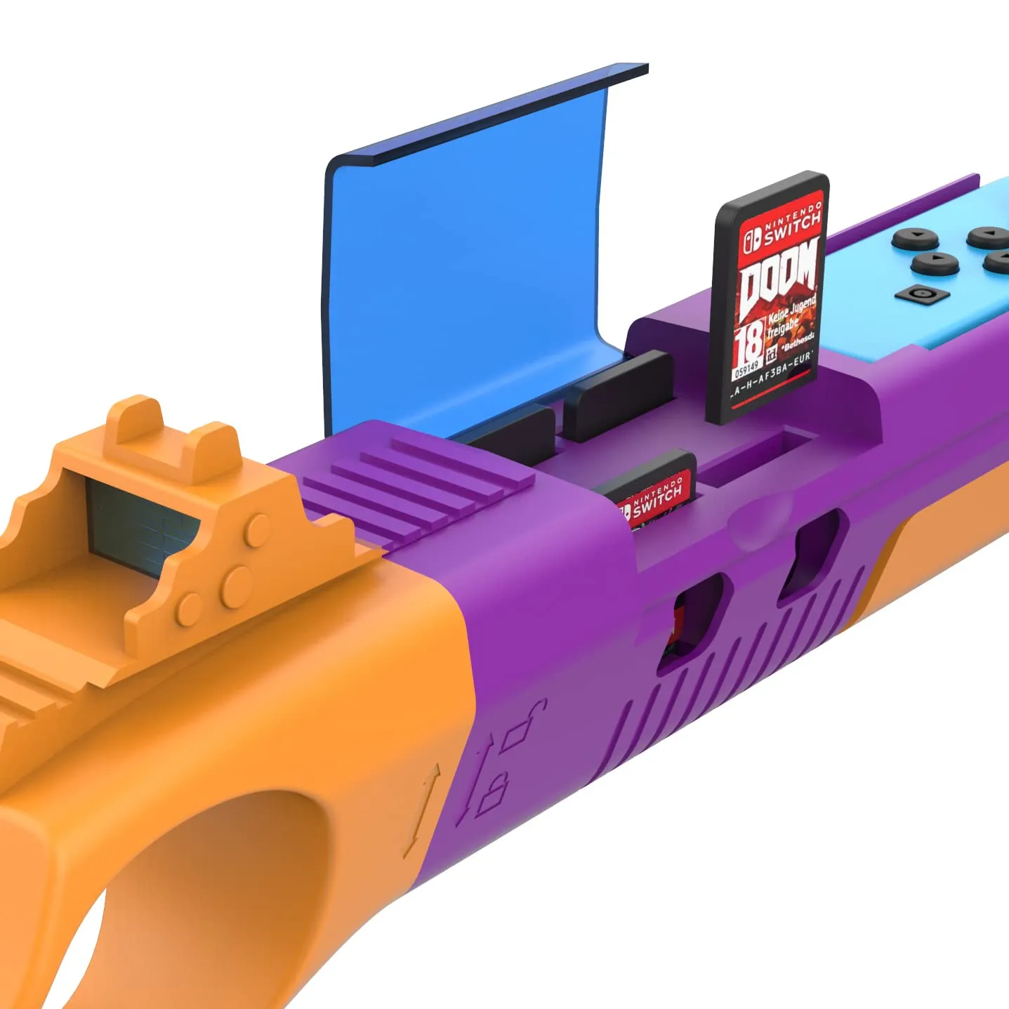 GH Joy con Gun Controller for Nintendo Switch (OLED) Shooting Games, Resident Evil, Cabela's, Sniper Elite, Doom, Hunting Simulator, Wolfenstein, Payday, Joycon Gun Grip, Purple & Brown