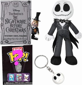 Ghost King Skellington Figure Nightmare Before Christmas Bitty Pop! Bundled with Jack Skellington Plush   Halloweentown Mini Blind Box   Character Hanger 4-Items Fright Fun
