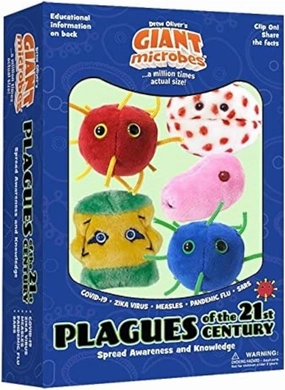 GIANTmicrobes Plagues of The 21st Century Themed Gift Box, covid Plush, covid Plush Toy, covid Gag Gifts, covid Gifts, covid Stuffed Animal, Plush Keychain, History Teacher Gifts