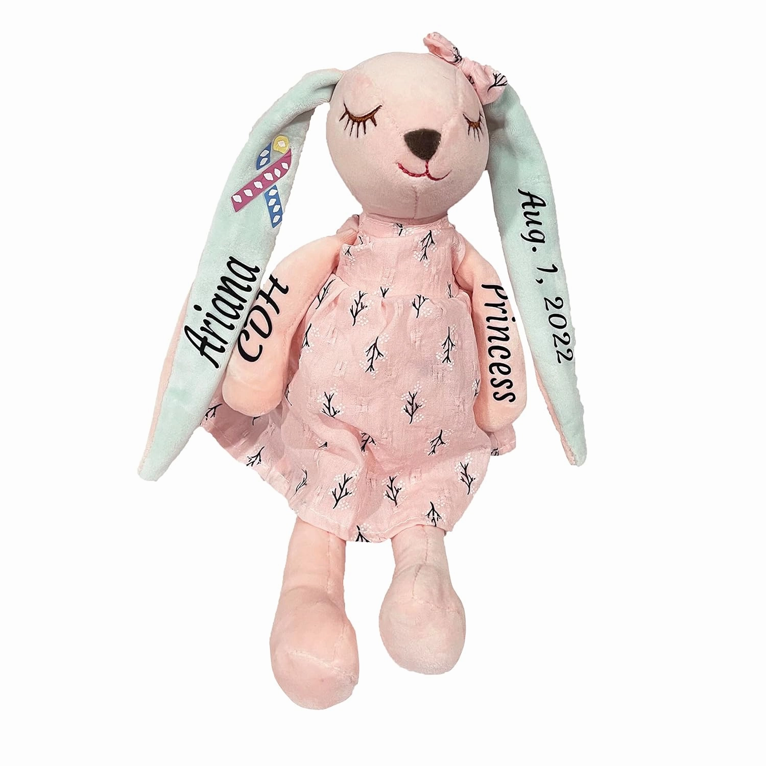 Gift for kid with Congenital Diaphragmatic Hernia - Personalized Sleepy Bunny Plush for CDH Awareness - Quick Processing Time - Male or Female Version - Gifts for CDH Surgery