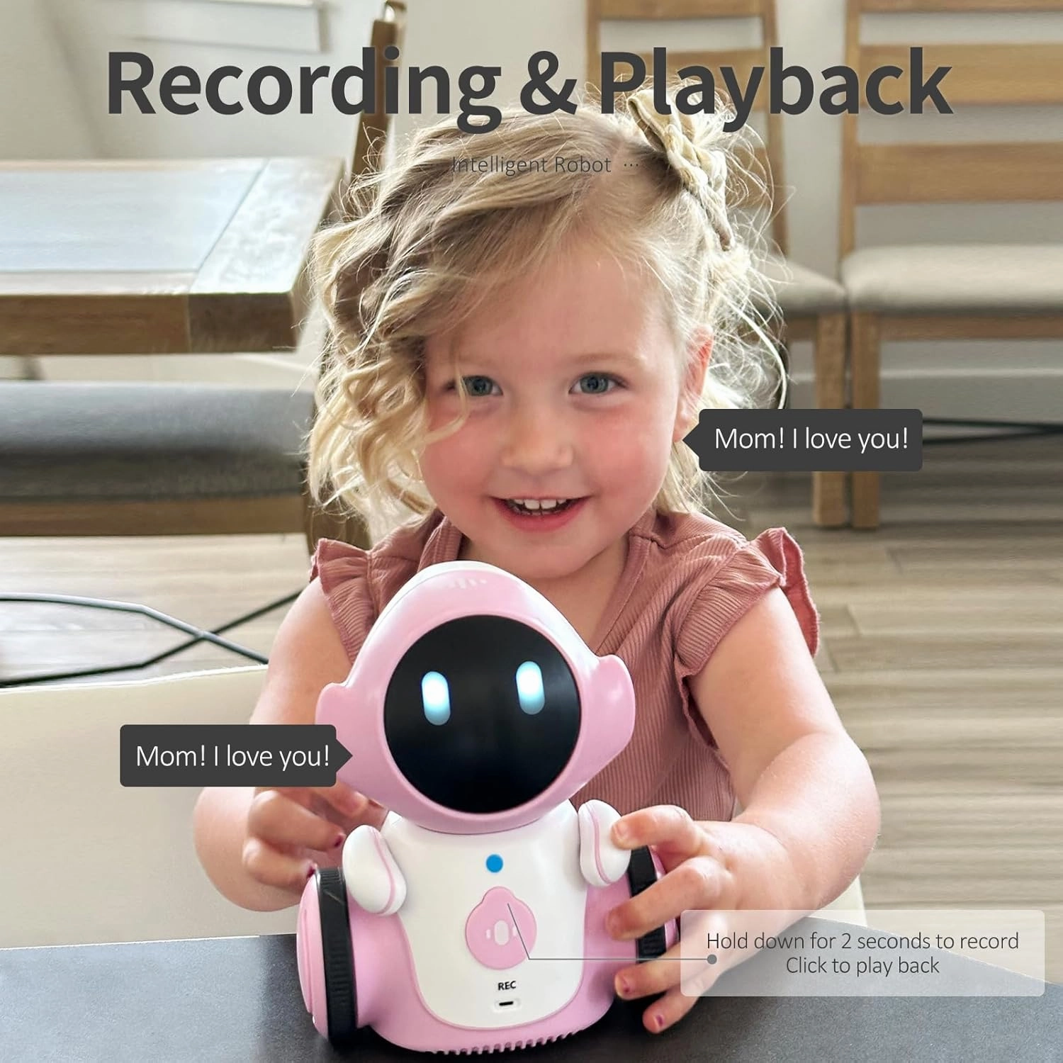 GILOBABY Robot Toys, Rechargeable Smart Talking Toys for Kids, Intelligent Robotic with Voice Controlled Touch Sensor, Singing, Dancing, Recording, Repeat, Birthday Gifts for Girls Ages 6  Years Pink