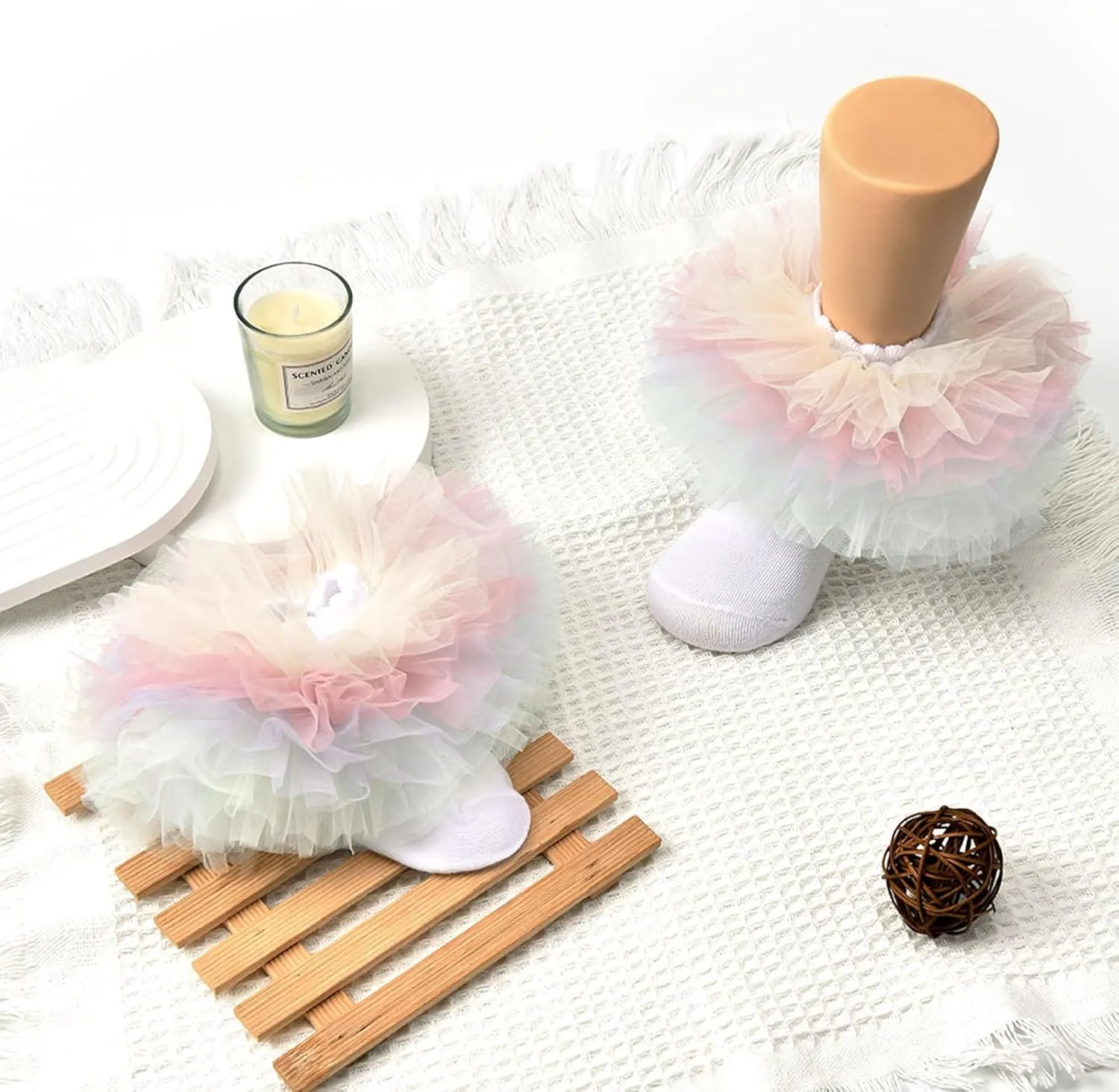 Girls Ruffle Socks Becorated With Super Fluffy Lace Tutu Dance Dressy Socks 3 Pairs