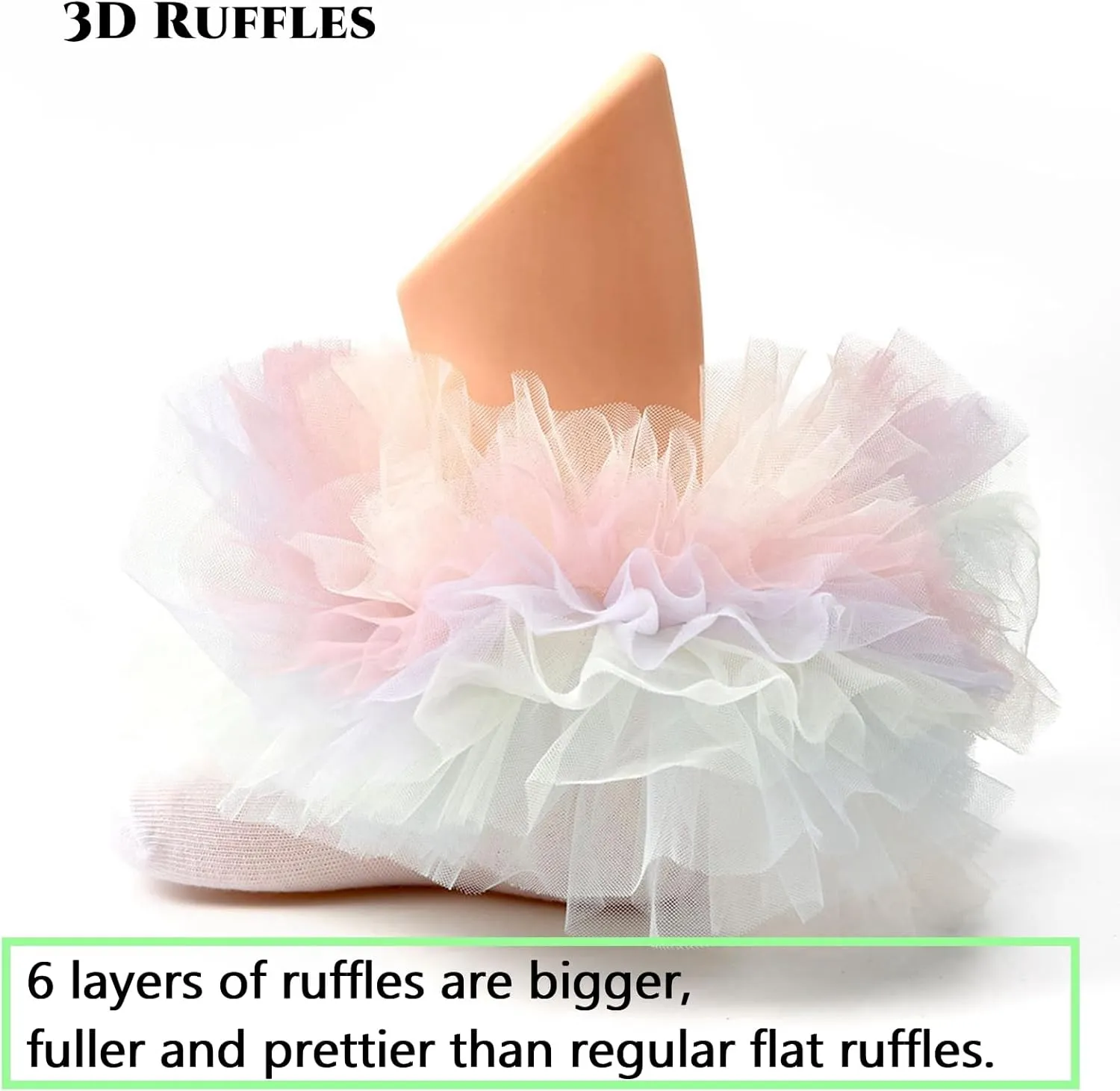 Girls Ruffle Socks Becorated With Super Fluffy Lace Tutu Dance Dressy Socks 3 Pairs