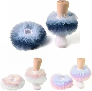Girls Ruffle Socks Becorated With Super Fluffy Lace Tutu Dance Dressy Socks 3 Pairs