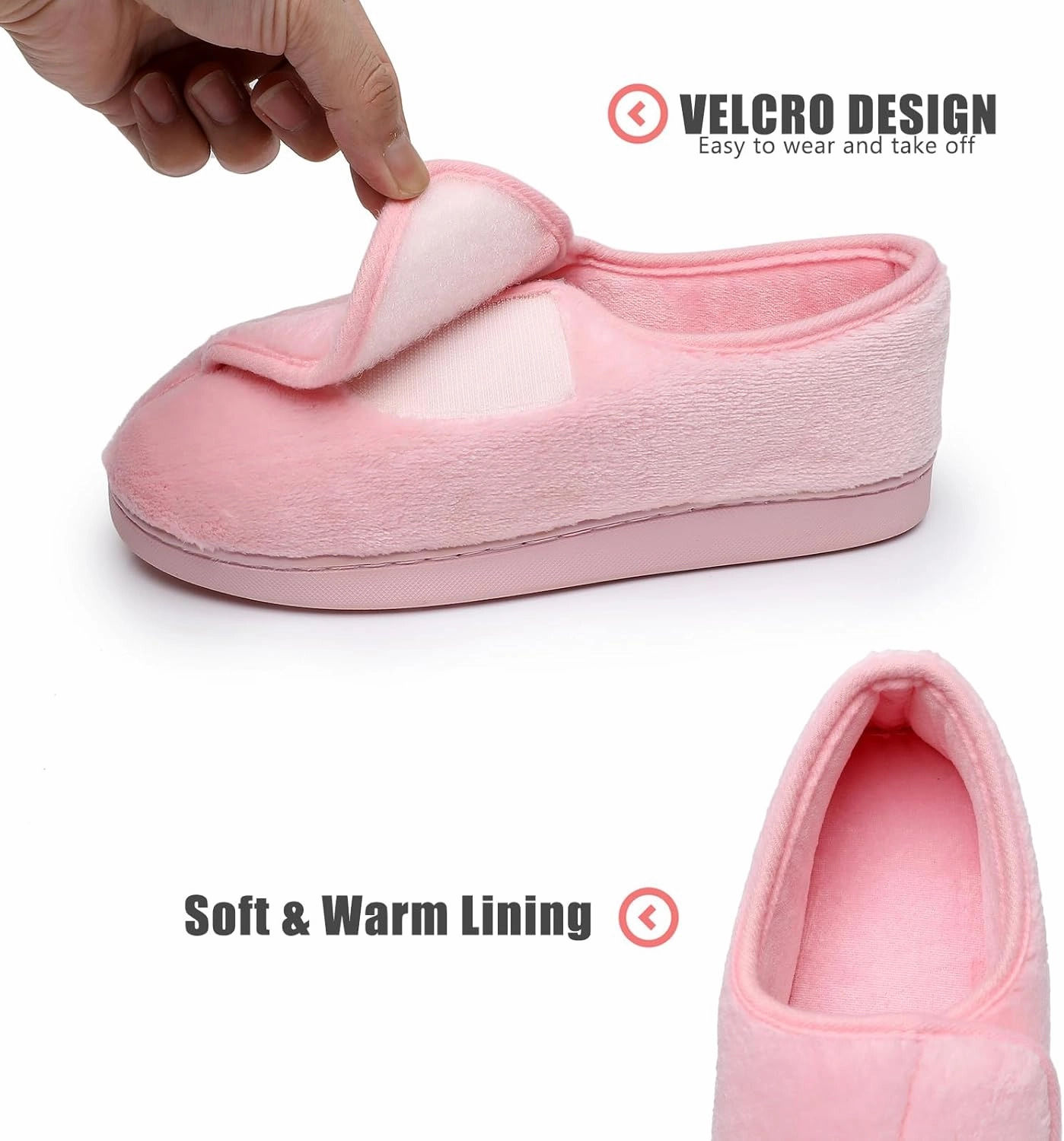 Git-up Women Soft wide Slippers Memory Foam Closed Toed Diabetic Arthritis Edema House Slippers