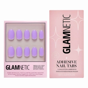 Glamnetic Press-On Nails & Adhesive Nail Tabs - Lilac | Opaque Light Pastel Purple Round Nails | 12 Sizes - 30 Nail Kit with Adhesive Tabs