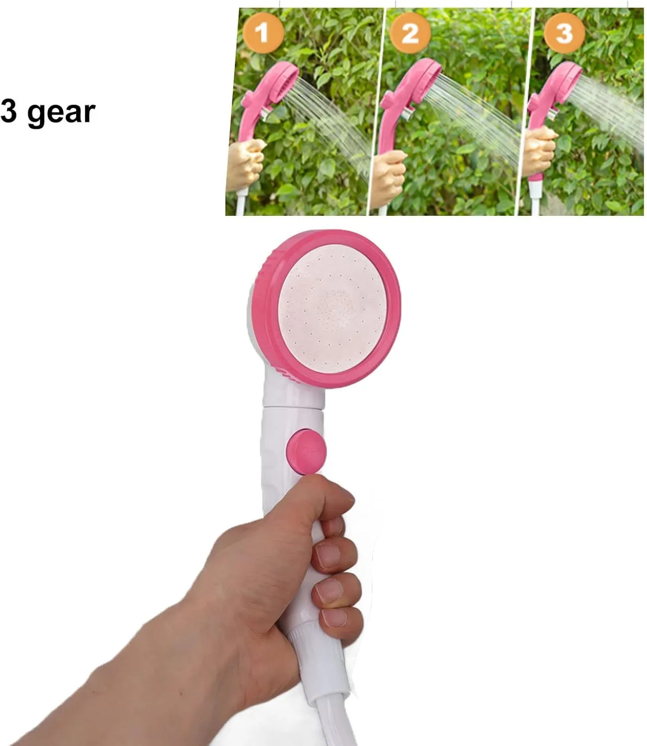 GLOGLOW Battery Shower, and Comfortable Portable Shower for Traveling (Pink)