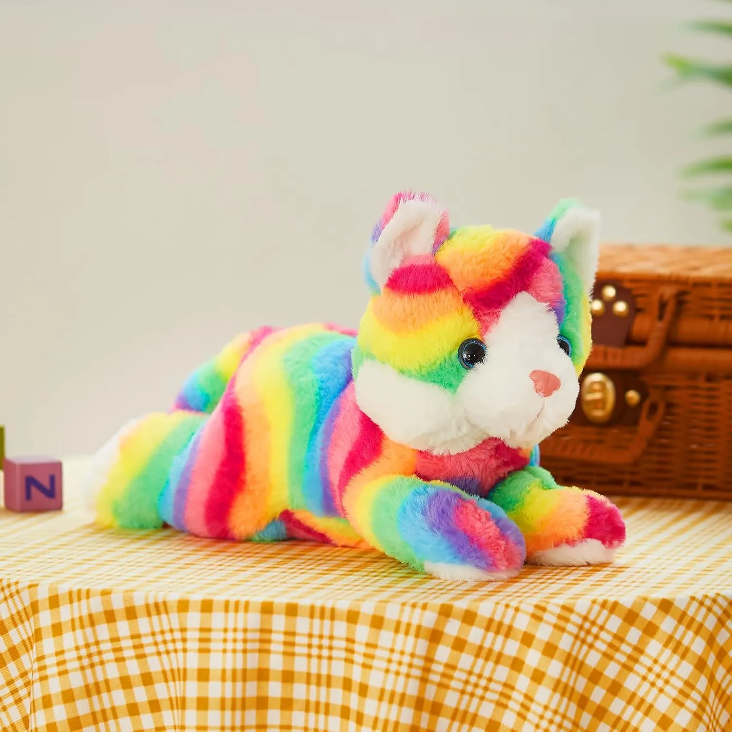 Glow Guards 13" Light up Musical Rainbow Cat Stuffed Animal,LED Night Light Glowing Singing Snuggle Kitty Plush Toy Glow in The Dark,Christmas Birthday Gifts for Toddlers Kids Children