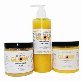 Glow Combo Skincare Set - Turmeric Glow Scrub, Butter and Face Wash - Natural Exfoliation and Hydration