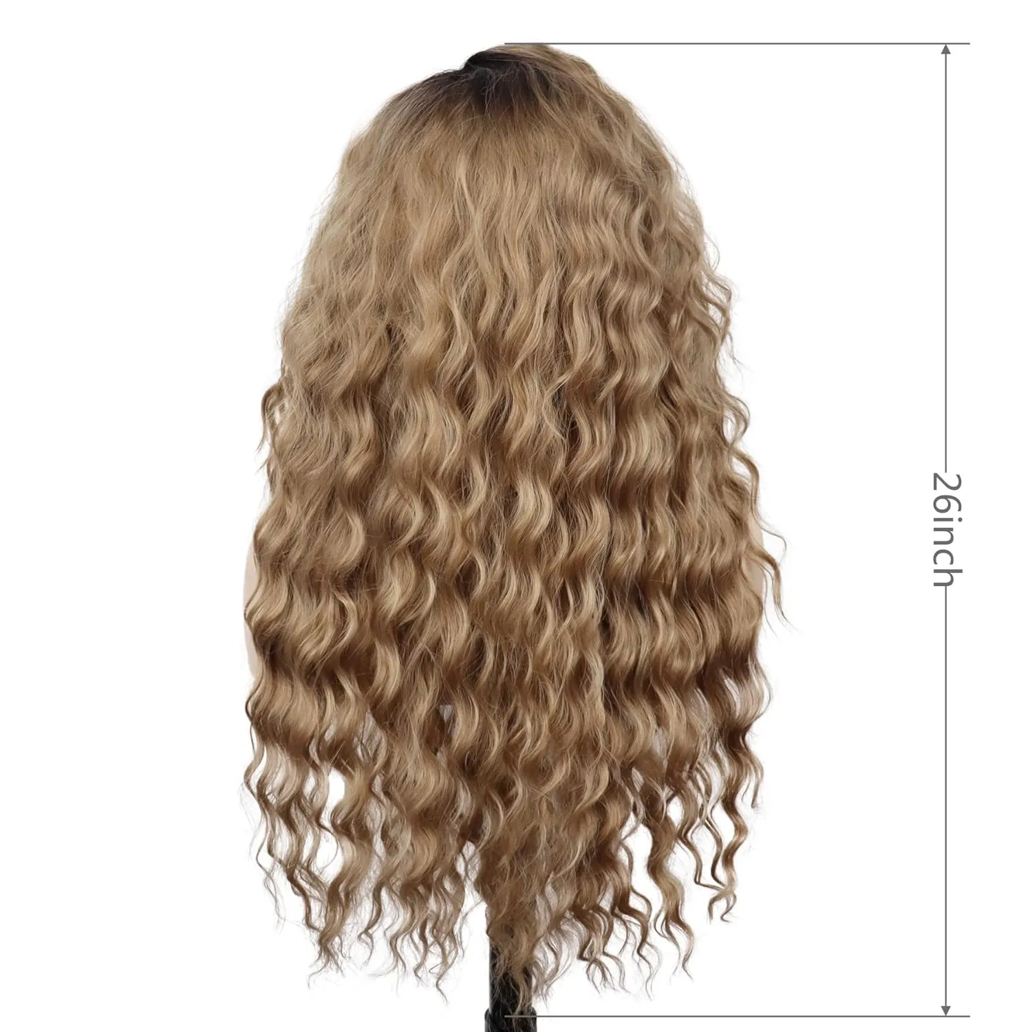GNIMEGIL 26 Inch Long Brown Curly Wigs for Women Black Roots Ombre Brown Wave Curly Hair Layered Fluffy Daily 80s Costume Wig Cosplay Loose Hair Halloween Carnival Party Wig Synthetic